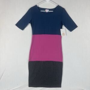 LulaRoe NEW Julia Dress Womens XS Multicolor Stretch Striped Colorblock NWT